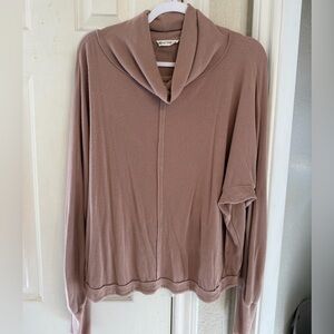 New In (Anthropology) Ribbed Cowl Neck Top Small Mauve Long Sleeve